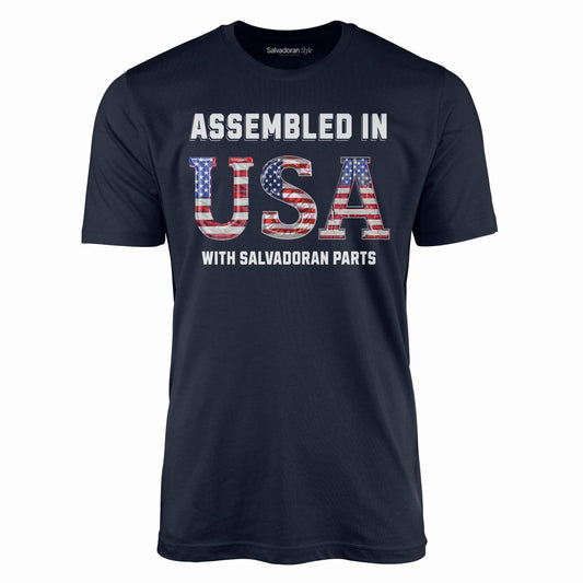 Assembled in USA - El Salvador T-Shirt-T-Shirt-Navy-S-Salvadoran Style