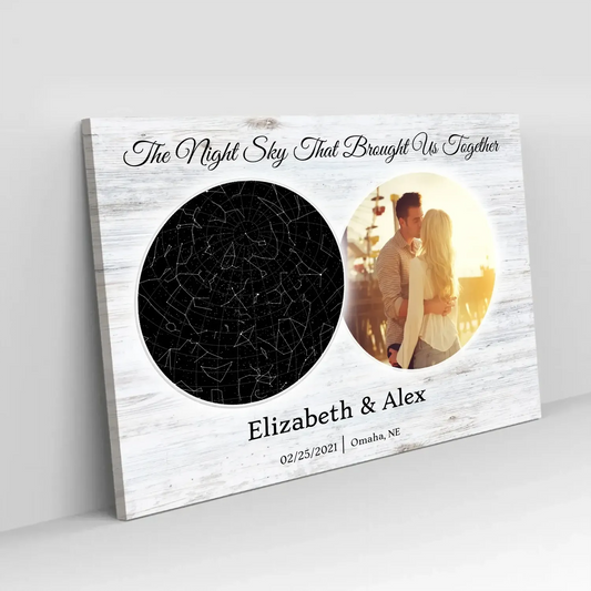 Custom Couple Canvas – Personalized Star Map, Photo, Names, Date & Location