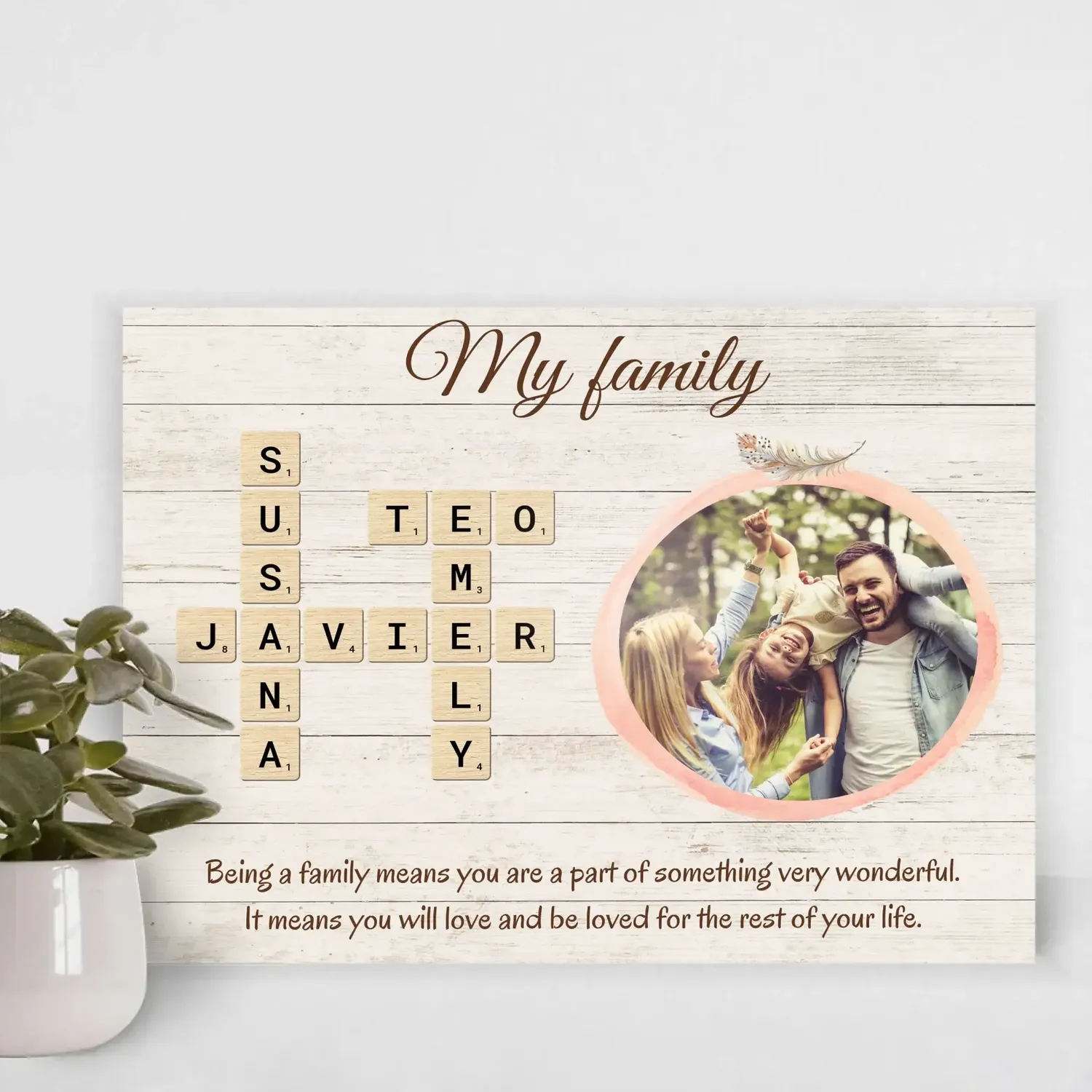 Custom Family Crossword Canvas – Personalized Names with Photo & Background Options