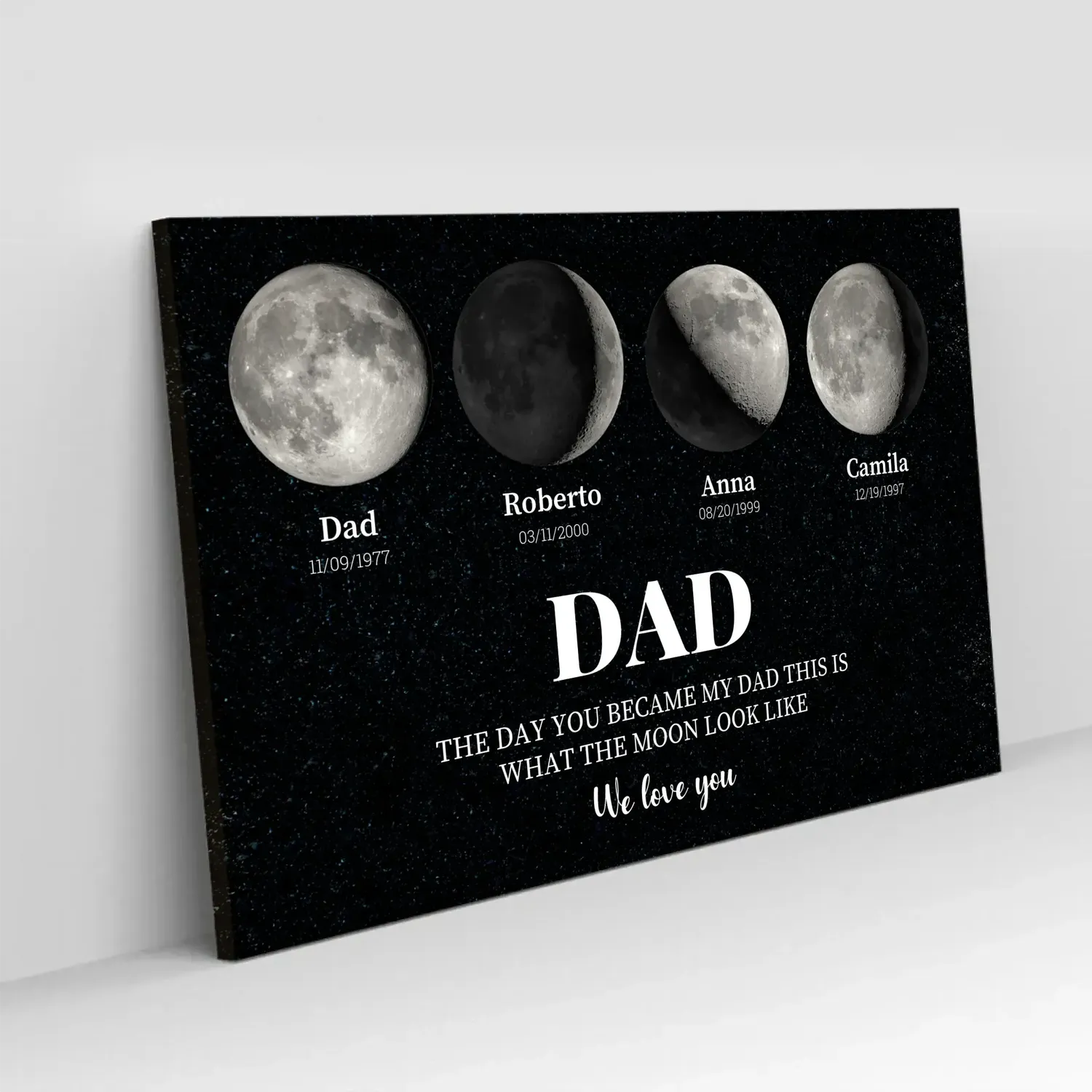 Custom Moon Phase Canvas Print - Personalized Father's Day Gift