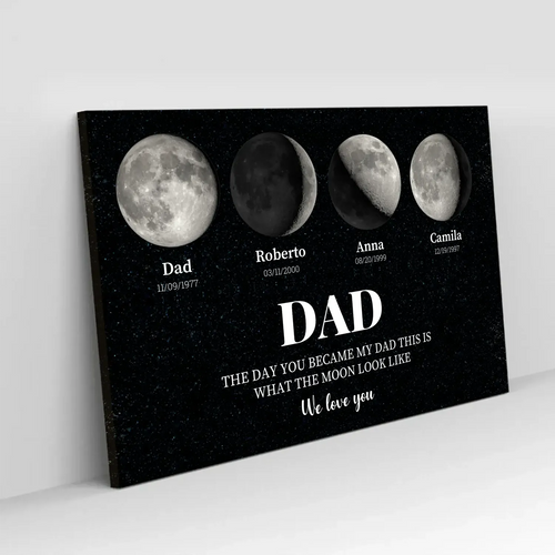 Custom Moon Phase Canvas Print - Personalized Father's Day Gift