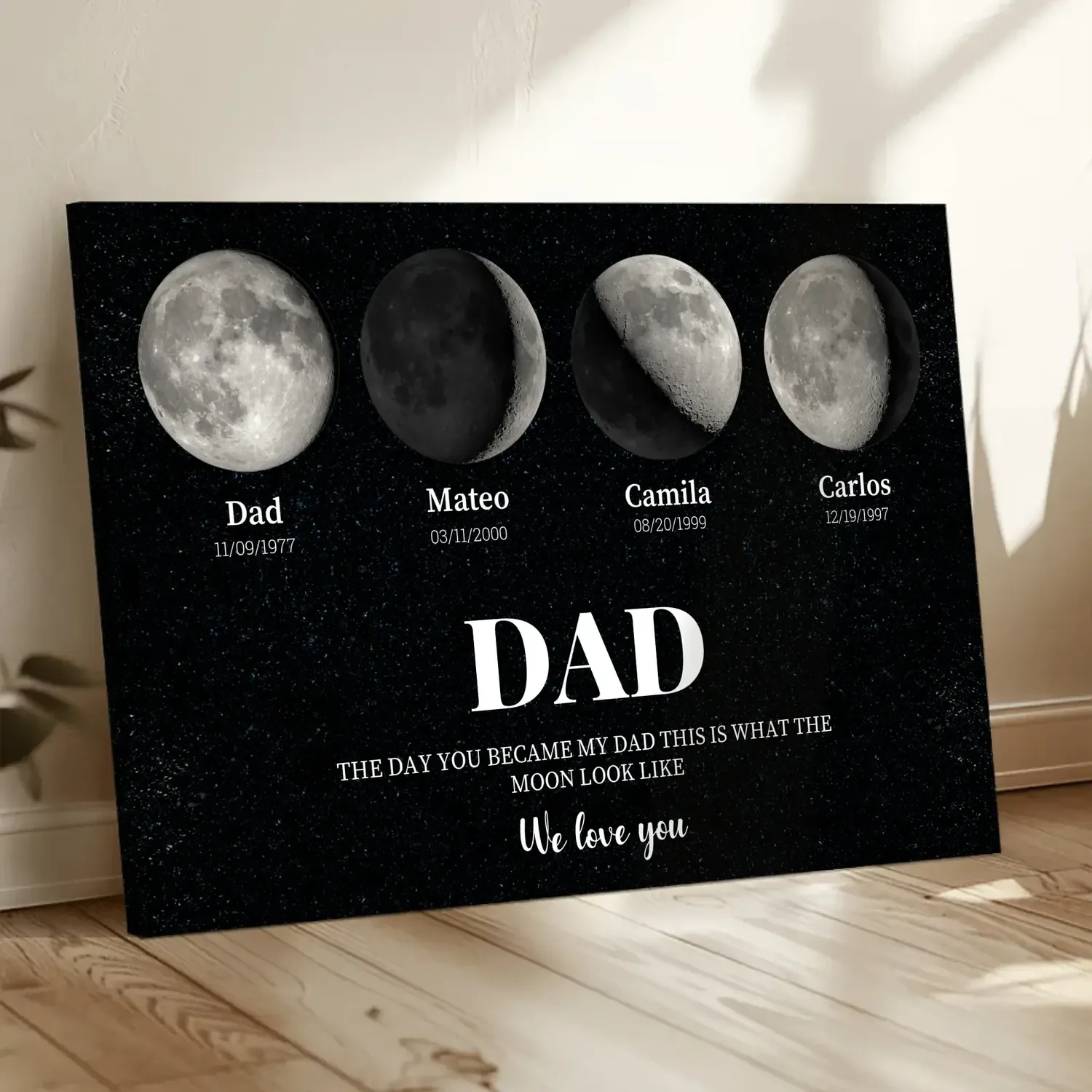 Custom Moon Phase Canvas Print - Personalized Father's Day Gift