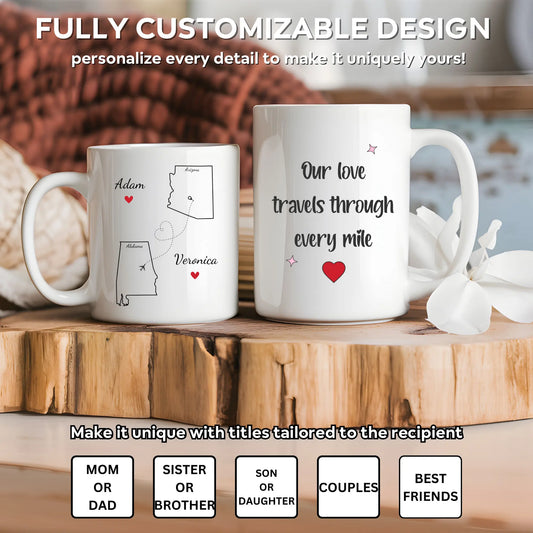 Love Across the Map Custom Coffee Mug
