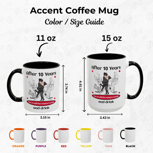 Personalized Couple Mug - Accent coffee mug - color and size guide