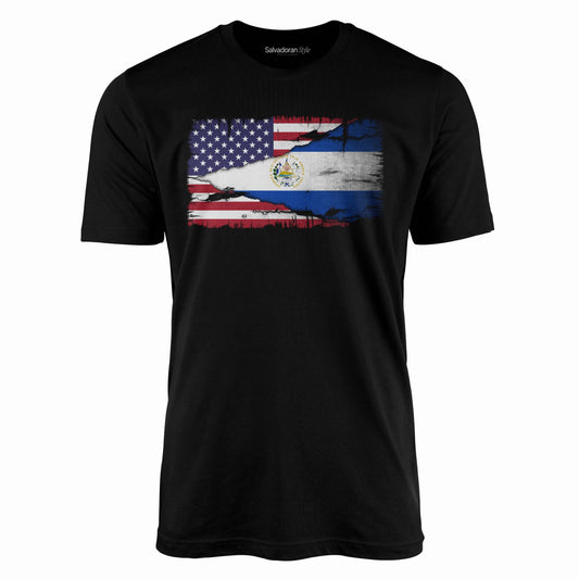 El Salvador USA Flag T-Shirt